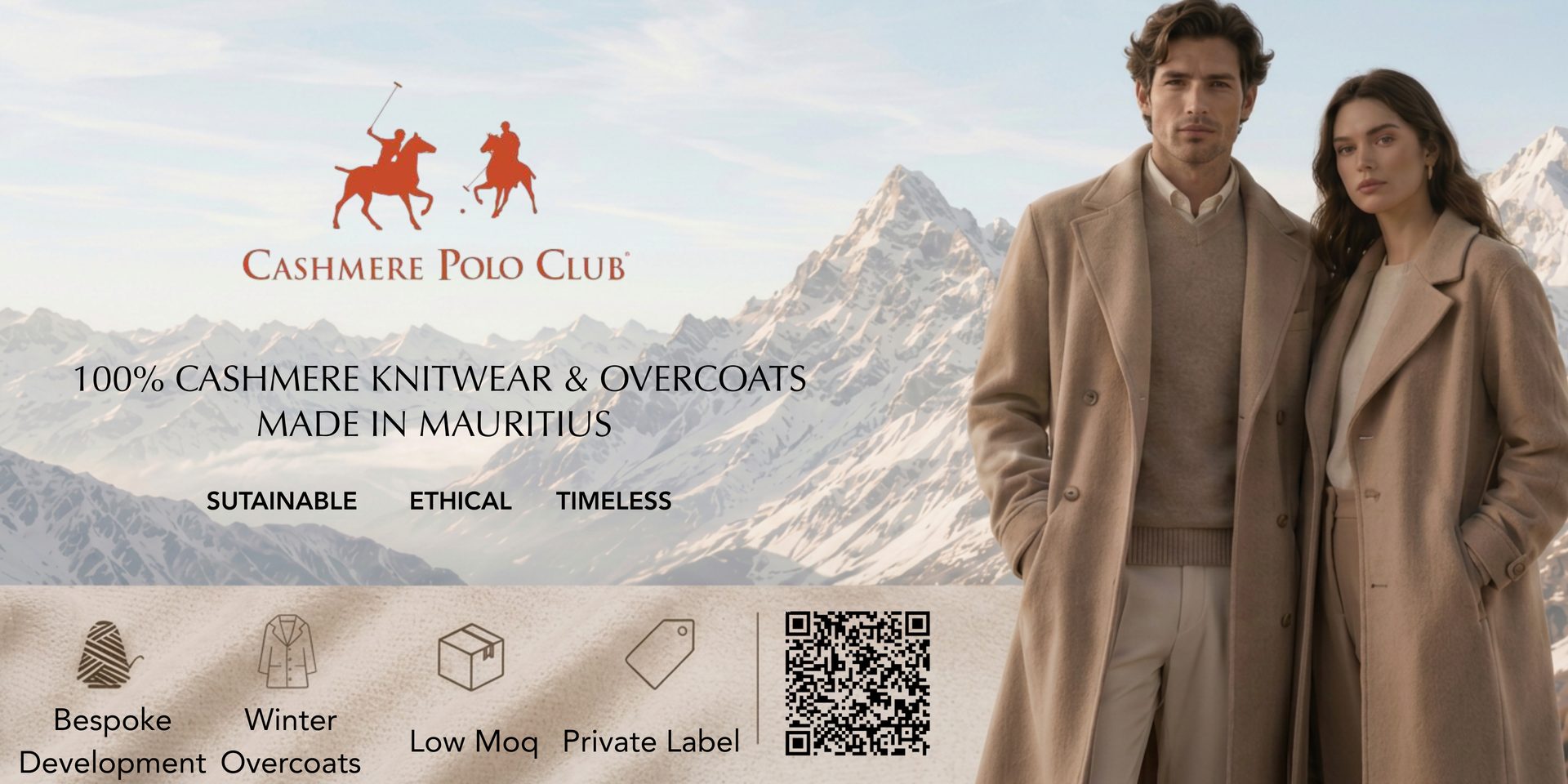 Cashmere Polo Club knitwear and overcoats, Bespoke Development, Winter Overcoats, Low MOQ, Private Label